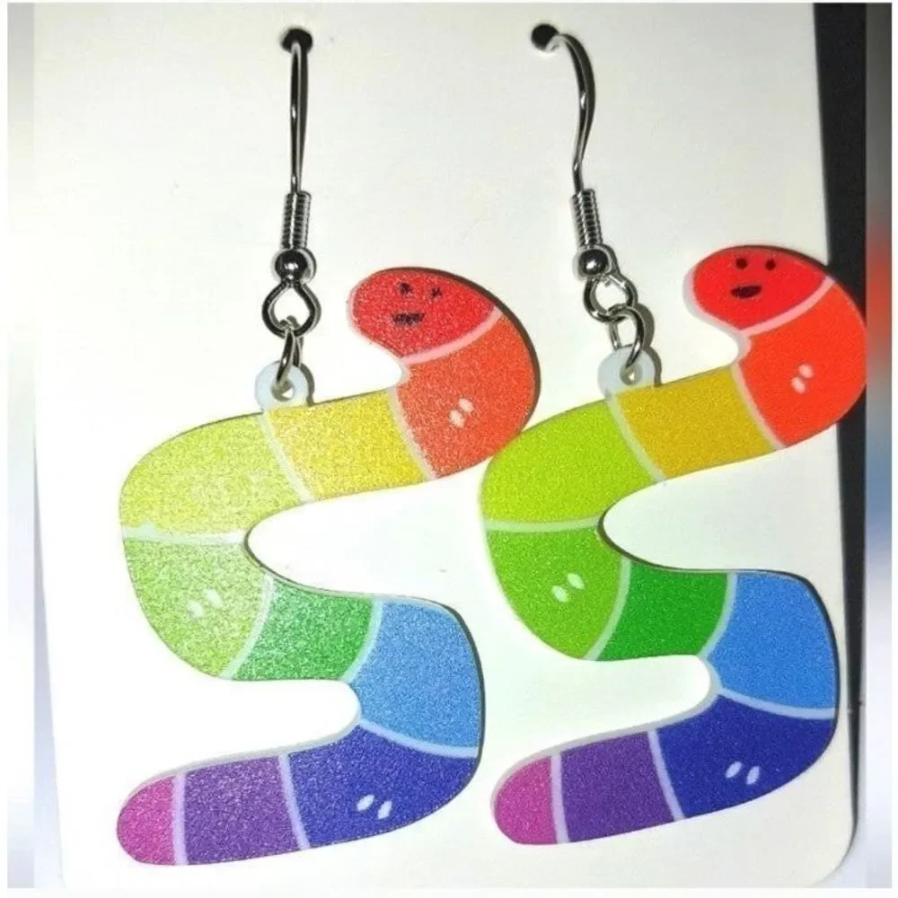 Super cute 5d festive snake rainbow earrings